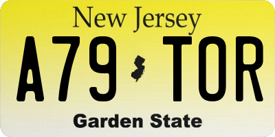 NJ license plate A79TOR