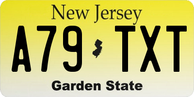 NJ license plate A79TXT