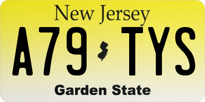 NJ license plate A79TYS