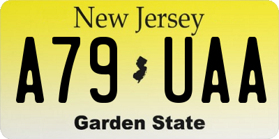 NJ license plate A79UAA