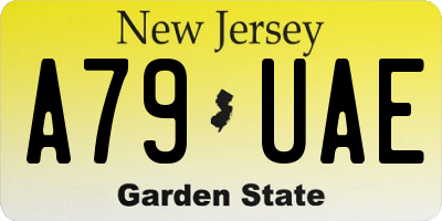 NJ license plate A79UAE