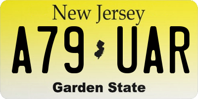 NJ license plate A79UAR