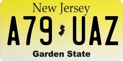 NJ license plate A79UAZ