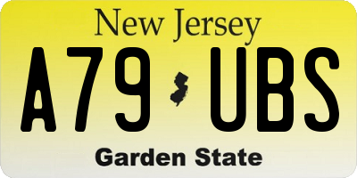 NJ license plate A79UBS