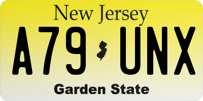 NJ license plate A79UNX