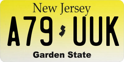 NJ license plate A79UUK