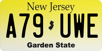 NJ license plate A79UWE