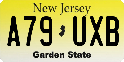 NJ license plate A79UXB