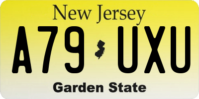 NJ license plate A79UXU