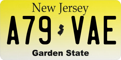 NJ license plate A79VAE
