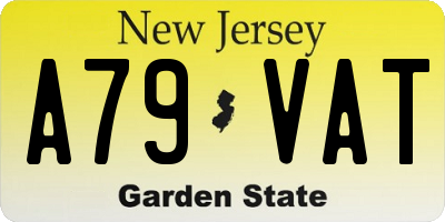 NJ license plate A79VAT
