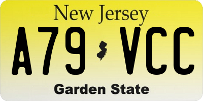 NJ license plate A79VCC