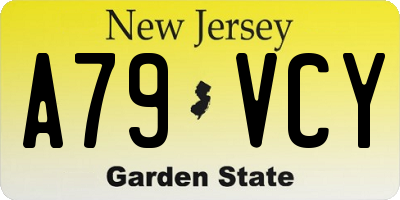 NJ license plate A79VCY