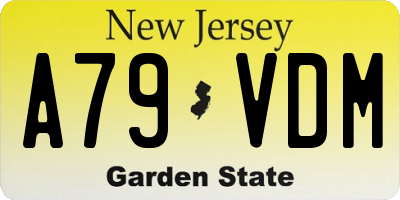 NJ license plate A79VDM