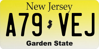 NJ license plate A79VEJ