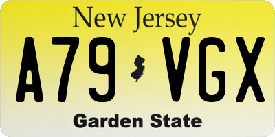 NJ license plate A79VGX