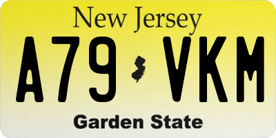NJ license plate A79VKM