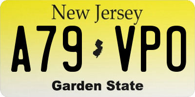 NJ license plate A79VPO