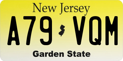 NJ license plate A79VQM