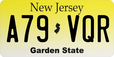 NJ license plate A79VQR