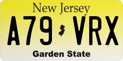 NJ license plate A79VRX