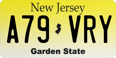 NJ license plate A79VRY