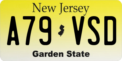 NJ license plate A79VSD