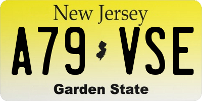 NJ license plate A79VSE