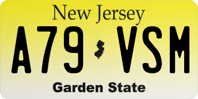 NJ license plate A79VSM