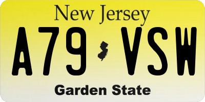 NJ license plate A79VSW