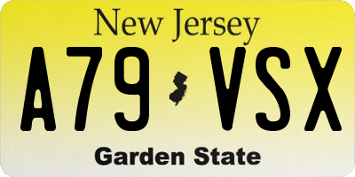 NJ license plate A79VSX