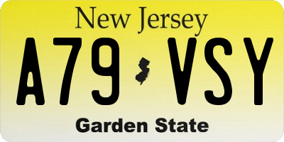 NJ license plate A79VSY
