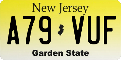 NJ license plate A79VUF