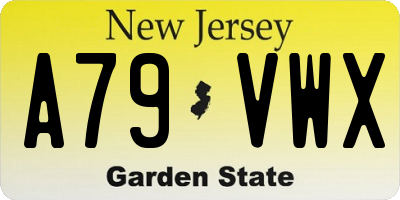 NJ license plate A79VWX