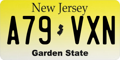 NJ license plate A79VXN