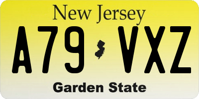NJ license plate A79VXZ