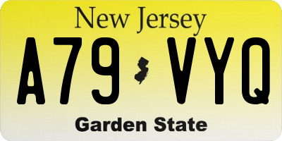 NJ license plate A79VYQ