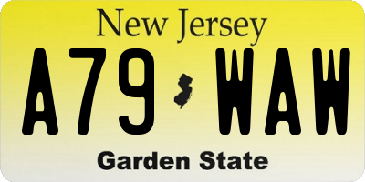 NJ license plate A79WAW
