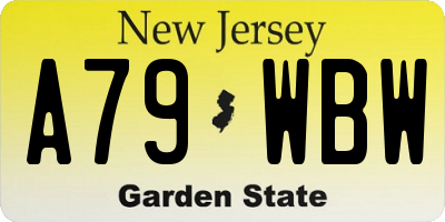 NJ license plate A79WBW