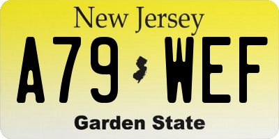 NJ license plate A79WEF