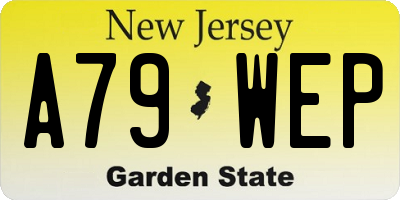 NJ license plate A79WEP