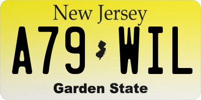 NJ license plate A79WIL