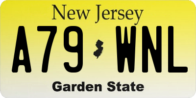 NJ license plate A79WNL