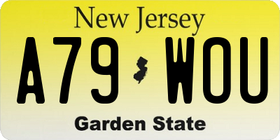 NJ license plate A79WOU