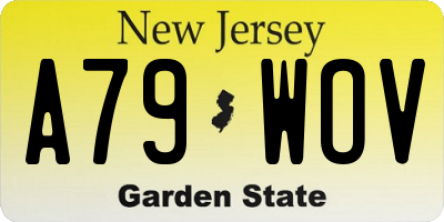 NJ license plate A79WOV