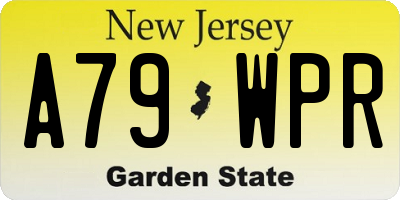 NJ license plate A79WPR