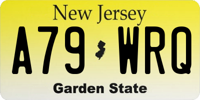 NJ license plate A79WRQ