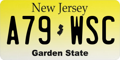 NJ license plate A79WSC