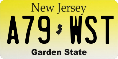 NJ license plate A79WST