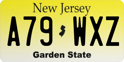 NJ license plate A79WXZ